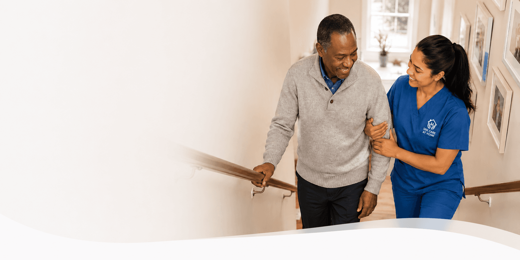 Caregiver sharing a warm moment with a senior client