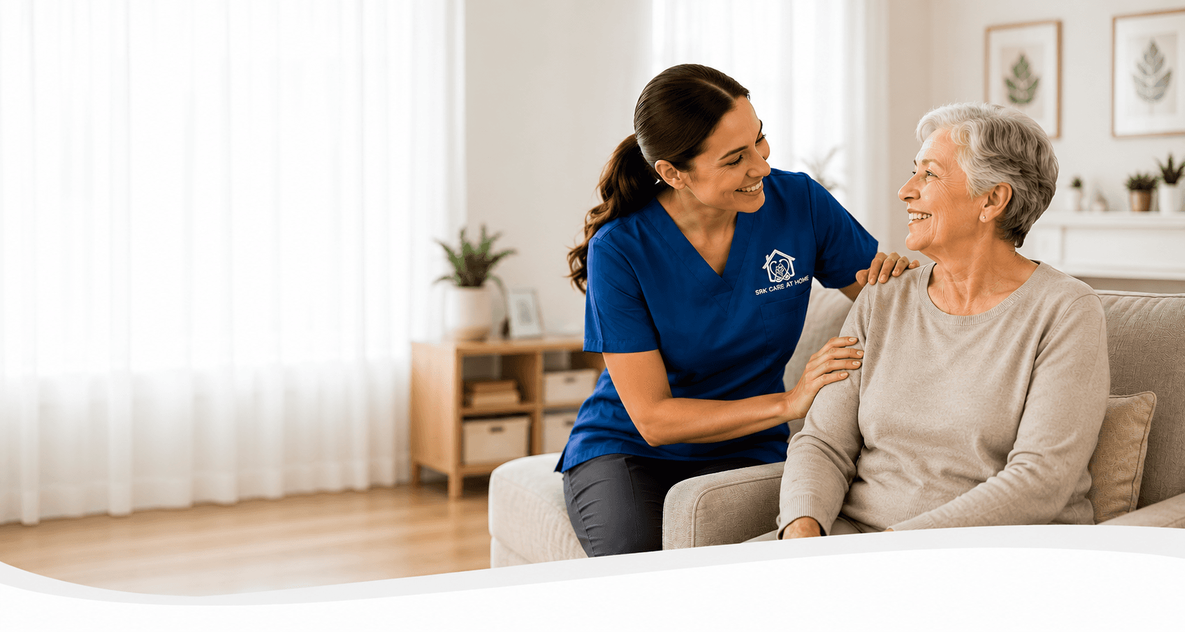 Caregiver supporting senior at home